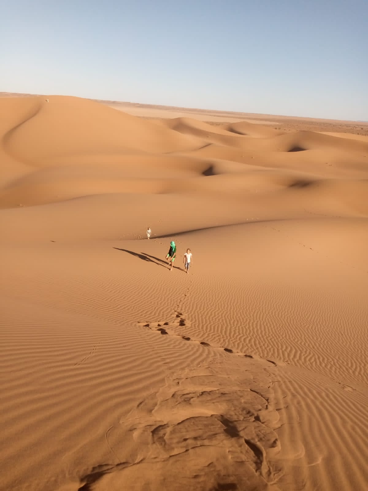 Footprints melting into amber hush